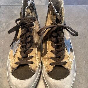 Golden Goose FRANCY High-Top Sneakers, Yellow & Army Green, Men’s 40 EU (7.5 US)